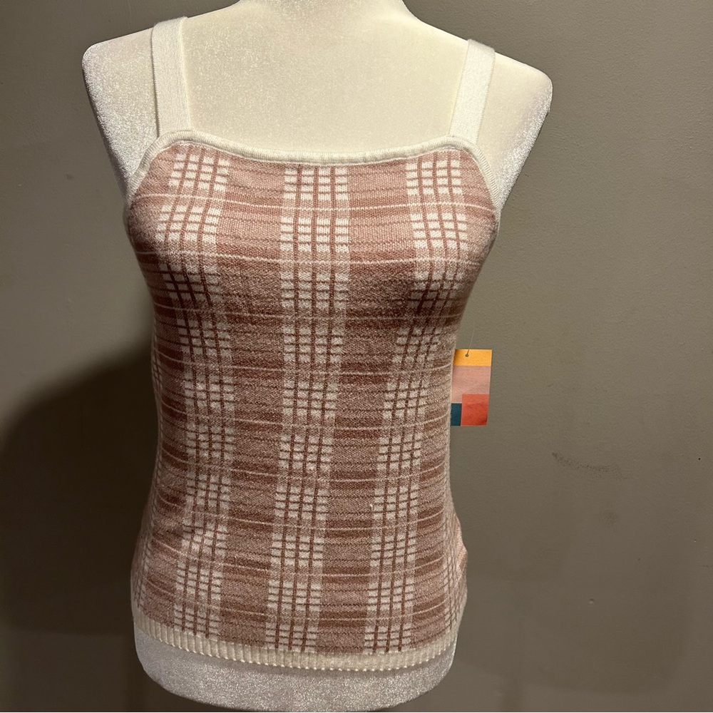 NWT The Commons Knit Sweater Plaid Tank Top Juniors XL NEW